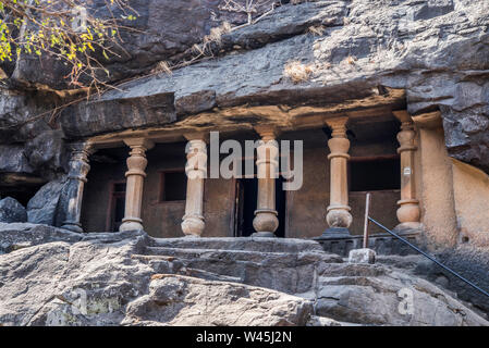 Cave 20, General view of the facade, Pandavleni Caves, Nasik, Maharashtra. Stock Photo