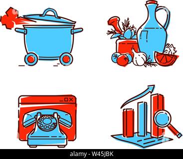 A set of icons on healthy food. Vector icons in a flat style. Decorative elements for the site and printing. Icons about Eco food. Objects isolated on Stock Vector