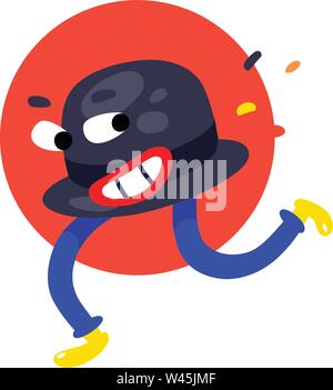 Character Bowler hat. Vector flat character for design projects. Image is isolated on white background. Icon of the character for advertising, website Stock Vector