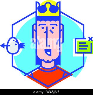 Illustration of the head in a flat style. Vector icon isolated on white background. The image of the boss, the boss is ready for the site and the pres Stock Vector