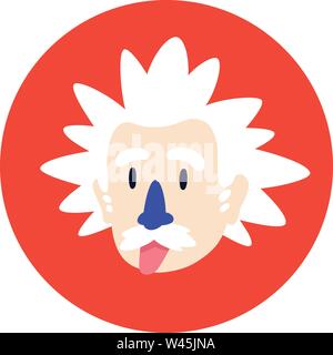 A mad scientist, a genius. Vector flat character for design projects. Image is isolated on white background. Icon of the character for advertising, we Stock Vector