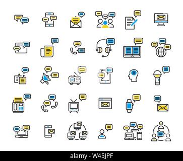 Message filled outline icon set. Vector and Illustration. Stock Vector