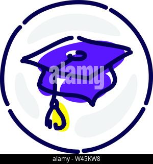 Academic hat is an exclusive logo, avatar, sign. Vector flat icon. Image is isolated on white background. Sign, mascot of the company. Corporate ident Stock Vector