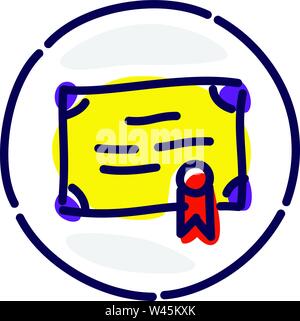 Certificate icon, exclusive logo, avatar, sign. Vector flat icon. Image is isolated on white background. Higher education. Corporate identity. Rewardi Stock Vector