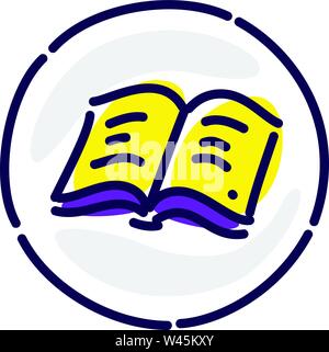 The book is yellow pages, an exclusive logo, a sign. Vector flat icon. Image is isolated on white background. An open book. Corporate identity. Icon f Stock Vector