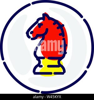 Chess horse, exclusive logo, emblem. Vector flat icon. Image is isolated on white background. Head of a red horse. Corporate identity. Icon for print Stock Vector