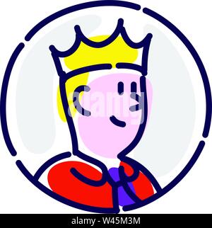 The man is the manager in the crown. Vector flat icon. Director, boss, boss, team leader. Image is isolated on white background. Winner, the king of t Stock Vector