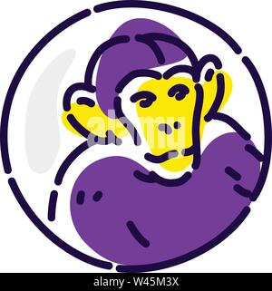 Icon of the monkey. Vector flat icon. Monkey in a circle. Image is isolated on white background. Corporate identity. Icon for website and print. Masco Stock Vector