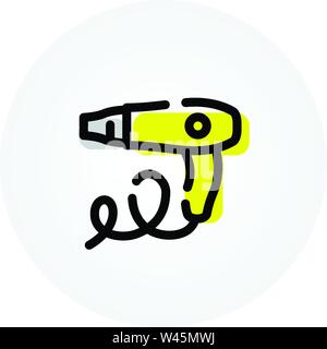 Icon of the hair dryer. Fashion & Style. Device for drying hair. Vector icon isolated on white background. Fashionable linear icon. Icon for website a Stock Vector