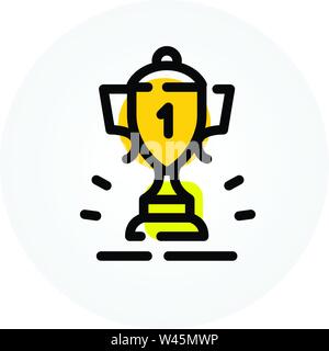 Prize Gold Cup. Winning in sports and business. First place. Vector icon isolated on white background. Fashionable linear icon. Icon for website and p Stock Vector