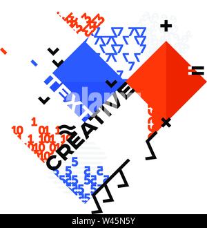 Abstract futuristic composition. Geometric figures with text. Can be used for web banner, print, business presentation. The flat vector. The illustrat Stock Vector