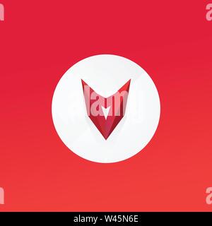 Red mask, head. Vector flat logo. Sign isolated on white background. Corporate identity. Emblem. Symbol. Letter A and V. Stylized object. Daemon. Bull Stock Vector