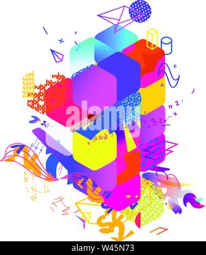 The style of abstract art, Suprematism, modern street art and graffiti. The design element is isolated on a white background, suitable for printing an Stock Vector