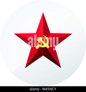 Red star with a sickle and a hammer. Symbol of the USSR and communism. Vector sign isolated on white background. A symbol of the Cold War. February 23 Stock Vector