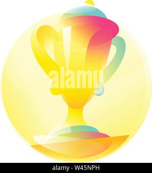 Gold Cup for the prize place. Sports trophy. Vector flat icon with gradient, isolated on white background. Fashionable style. Icons for website and pr Stock Vector