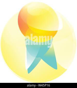 Award for the prize place. Ribbon of the winner. Sports trophy. Vector flat icon with gradient, isolated on white background. Fashionable style. Icons Stock Vector