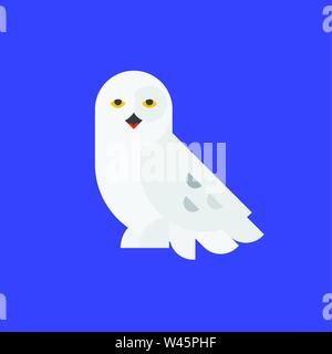 Logo of the white owl. Illustration of a polar owl. Vector icon. Flat style. Abstract icon of an owl. Image of an animal for the company logo. Company Stock Vector