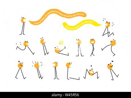 Cartoon yellow character. Vector illustration. The character is isolated on a white background. Character Kolobok for the game or the cartoon. Funny s Stock Vector