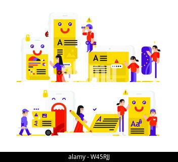 An illustration on the topic of General rules for data protection. GDPR. General data Protection Regulation. Vector flat illustration. Protection of d Stock Vector