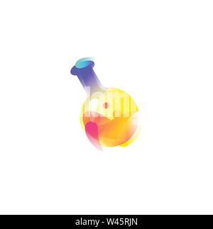 Icon of the bulb with reagents. Vector flat icon. Illustration of a flask. Image is isolated on white background. Form style. Icon for website and pri Stock Vector