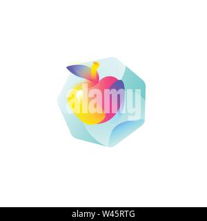 Illustration of an apple. Gradient flat icon. Apple is the symbol of New York. Vector illustration. A modern fashionable company logo. Icon isolated o Stock Vector