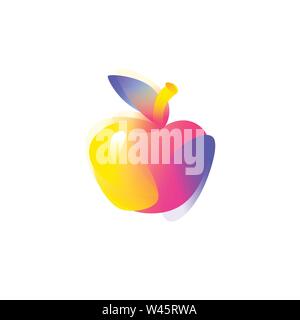 Illustration of an apple. Gradient flat icon. Apple is the symbol of New York. Vector illustration. A modern fashionable company logo. Icon isolated o Stock Vector