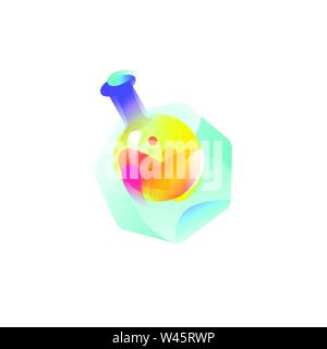 Icon of the bulb with reagents. Vector flat icon. Illustration of a flask. Image is isolated on white background. Form style. Icon for website and pri Stock Vector