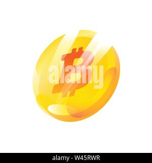 Illustration of a coin bitcoin. Gradient flat icon. Symbol of crypto currency. Vector illustration. Emblem isolated on white background. Stock Vector
