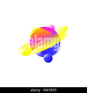 Illustration of the planet Saturn. Gradient flat icon. The planet of the solar system. Vector illustration. A modern fashionable company logo. Icon is Stock Vector