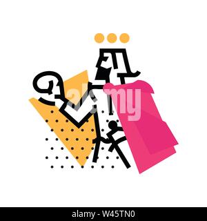 Logo for theatrical studio. Illustration of a Hamlet with a skull. The hero of the works of Shakespeare. Vector flat logo. The king's character on the Stock Vector