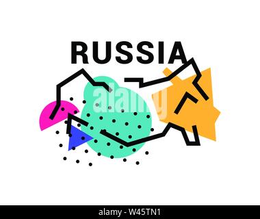 Illustration of map of Russia. Vector illustration. Abstract map of Russia. In the style of the Russian avant-garde. Image is isolated on white backgr Stock Vector
