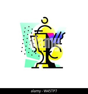 Illustration of awards for achievements. Icon of the gold cup, gold medal. Trophies for the first prizes. Vector flat illustration. An image for a pos Stock Vector