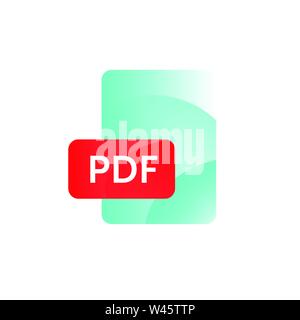 PDF format icon. Vector. Gradient flat style. Bright, fashionable illustration of icons. Image is isolated on white background. A modern icon for the Stock Vector