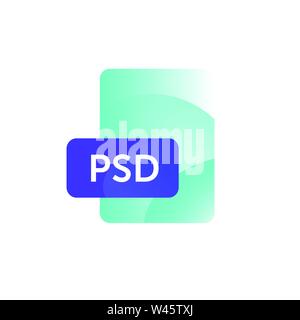 PSD format icon. Vector. Gradient flat style. Bright, fashionable illustration of icons. Image is isolated on white background. A modern icon for the Stock Vector