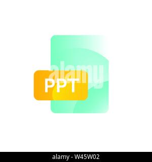 PPT format icon. Vector. Gradient flat style. Bright, fashionable illustration of icons. Image is isolated on white background. A modern icon for the Stock Vector