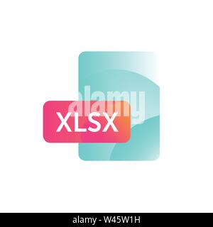 XLSX format icon. Vector. Gradient flat style. Bright, fashionable illustration of icons. Image is isolated on white background. A modern icon for the Stock Vector