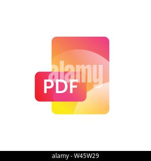 PDF format icon. Vector. Gradient flat style. Bright, fashionable illustration of icons. Image is isolated on white background. A modern icon for the Stock Vector