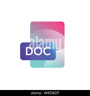 DOC format icon. Vector. Gradient flat style. Bright, fashionable illustration of icons. Image is isolated on white background. A modern icon for the Stock Vector