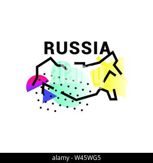 Illustration of map of Russia. Vector illustration. Abstract map of Russia. In the style of the Russian avant-garde. Image is isolated on white backgr Stock Vector