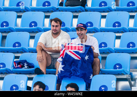 17 july 2019 Gwangju, South Korea 18th FINA World Aquatics Championships  17-07-2019: WK waterpolo: Australia v Kazaksthan: Gwangju Australian supporters Gwangju South Korea 17/07/2019 Waterpolo M9 AUS - KAZ 18th FINA World Aquatics Championships Nambu University Grounds Stock Photo