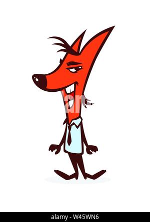 Illustration of a fox businessman. Vector illustration. Image is isolated on white background. Lovely, cartoon, red-haired fox. Mascot, a symbol of th Stock Vector