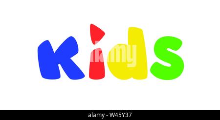 Logo for children's play area. Vector. Bright logo with colored letters. Logo isolated on white background. Fashionable children's shop, studio. An in Stock Vector