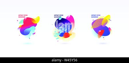 A set of abstract graphic elements, backgrounds. Vector. Dynamic color shapes and lines. Gradient abstract backgrounds with colored forms of liquid. Stock Vector