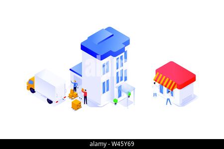 production; vector; industry; shop; factory; illustration; technology; manufacturing; business; truck; manufacture; building; process; goods; industri Stock Vector