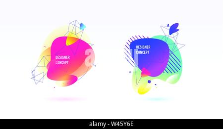 A set of abstract graphic elements, backgrounds. Vector. Dynamic color shapes and lines. Gradient abstract backgrounds with colored forms of liquid. L Stock Vector