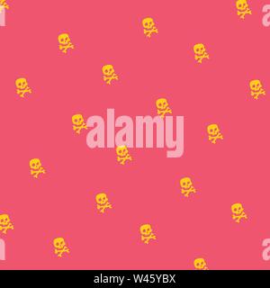 Cartoon skull. Vector. Flat icon of stylized human skull. Great sign. Jolly Roger. The symbol for the logo. Sticker. Ornament and pattern. Stock Vector