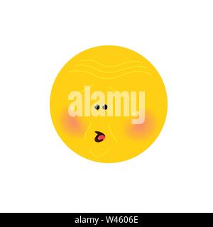 Yellow round head, face. Vector. Flat illustration of stylized human face. Round sign. Emoji yellow sad face. Symbol. Internet meme. Stock Vector