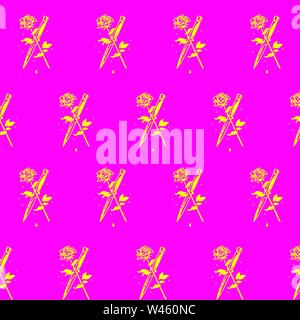 Color pattern illustration with a rose and a knife. Vector. Ornament for fabric and textiles, cover and poster. Vintage, retro style. Graphic template Stock Vector