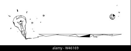 Illustration of light bulb and graphic elements. Vector. Flat linear style. Technique Low poly. Stock Vector