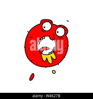 The letter O in the form of a donut character. Vector. Flat outline style. Logo for the company. Latin letter. Company logo. Funny red character with Stock Vector